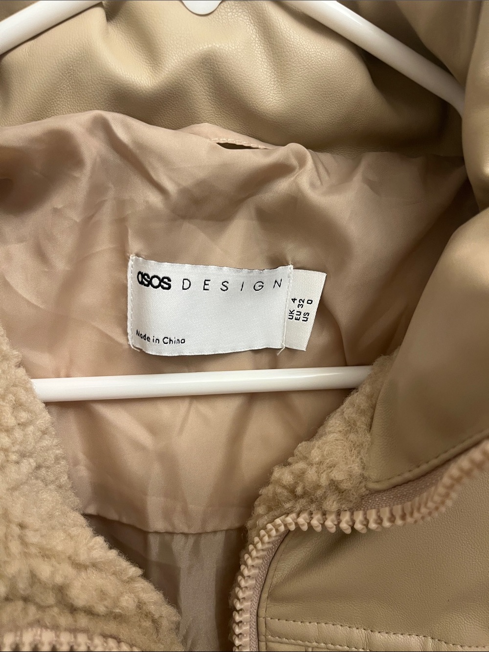 ASOS Beige Teddy Sherpa Puffer Jacket - Picture 4 of 4